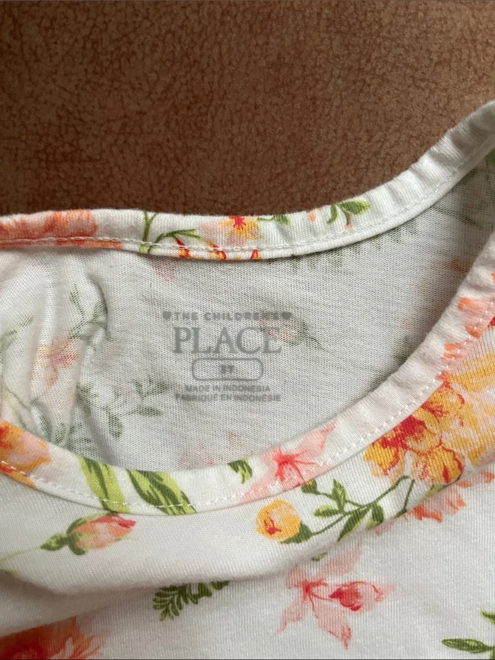 The Children's Place White Dress with Peach & Green Floral Print - Picture 2 of 4